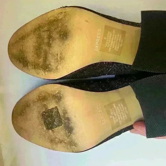 Express Women's Black Glitter Ankle Boots Size 8 High Heel Block Booties - Picture 10 of 11